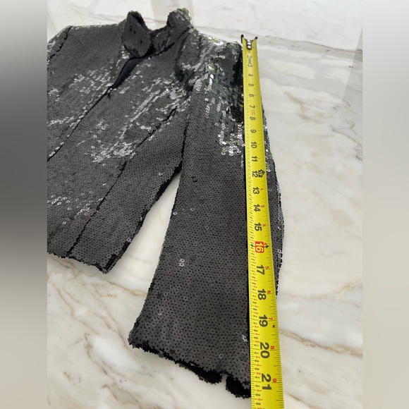 AKRIS BLACK FLORAL SEQUINS EVENING CROPPED JACKET FR 38 / US 6 NOWTS! - Picture 14 of 17